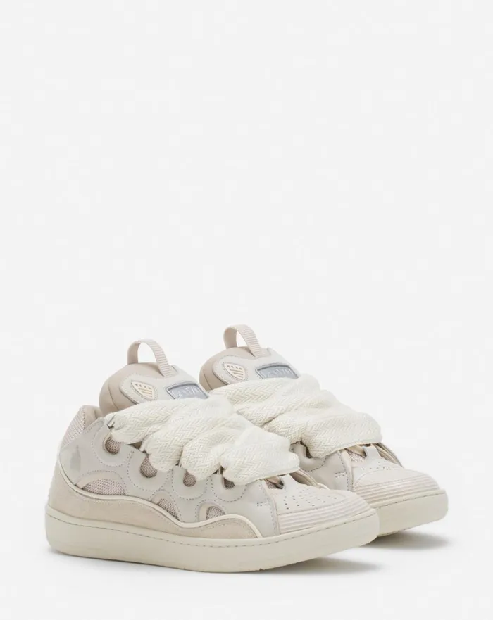 Leather Curb Sneakers Peach Women Lanvin Curb