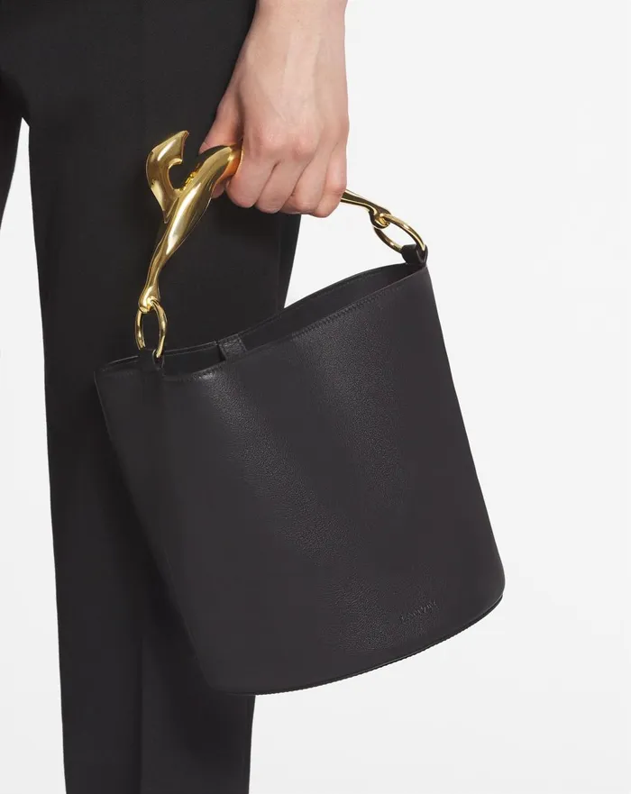 Leather Fusion Cat Bucket Bag Black Women Lanvin Crossbody Bags and Shoulder Bags