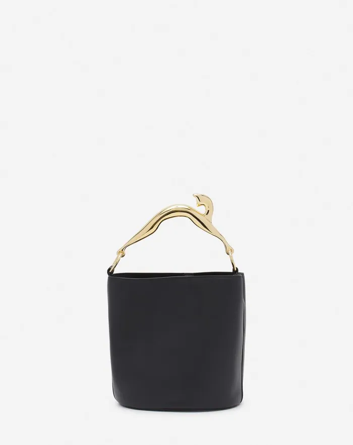 Leather Fusion Cat Bucket Bag Black Women Lanvin Crossbody Bags and Shoulder Bags