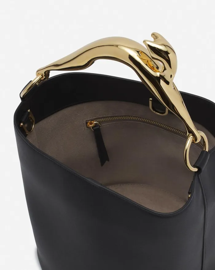 Leather Fusion Cat Bucket Bag Black Women Lanvin Crossbody Bags and Shoulder Bags