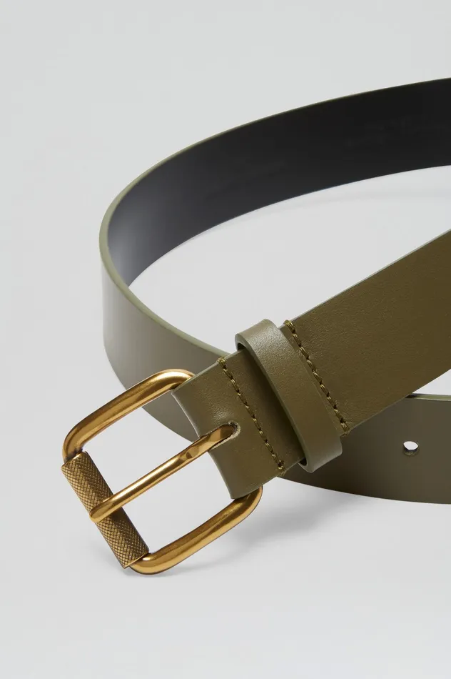 Leather Women ROLLER BUCKLE BELT 3 ARMY Scanlan Theodore
