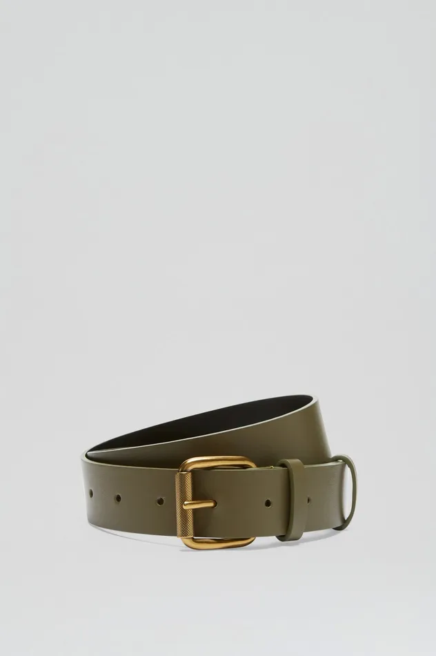 Leather Women ROLLER BUCKLE BELT 3 ARMY Scanlan Theodore Leather Women ROLLER BUCKLE BELT 3 ARMY Scanlan Theodore