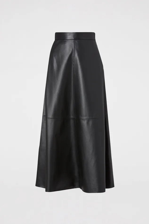 Leather Women Scanlan Theodore LEATHER LONG SKIRT CHARCOAL