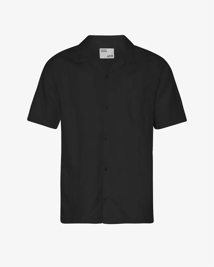 Linen Short Sleeved Shirt 8211 Deep Black Shirts Colorfulstandard Men