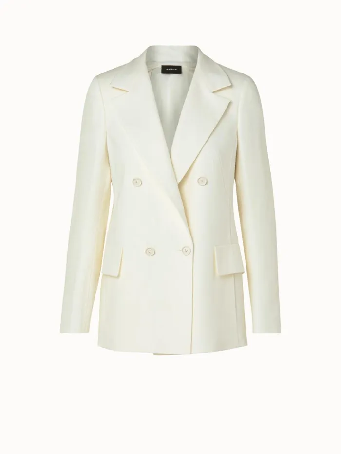 Linen Wool Crpe DoubleFace DoubleBreasted Jacket Ecru Women Akris Jackets