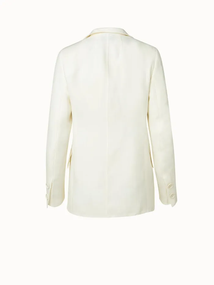 Linen Wool Crpe DoubleFace DoubleBreasted Jacket Ecru Women Akris Jackets