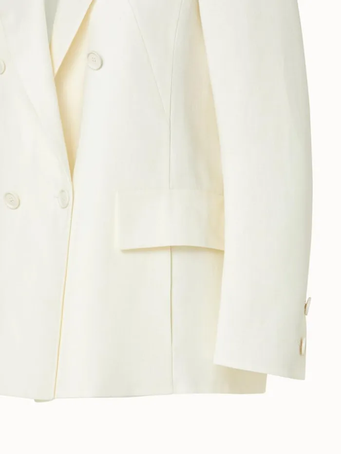 Linen Wool Crpe DoubleFace DoubleBreasted Jacket Ecru Women Akris Jackets