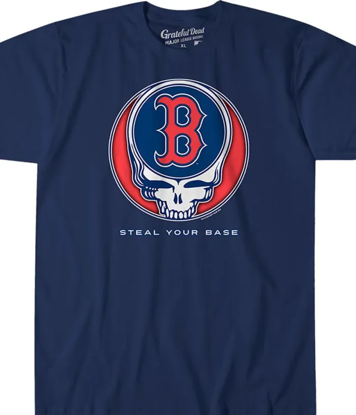 Liquid Blue Athletic TShirt Men Boston Red Sox Steal Your Base Navy Athletic TShirt