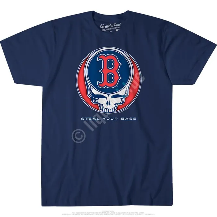 Liquid Blue Athletic TShirt Men Boston Red Sox Steal Your Base Navy Athletic TShirt