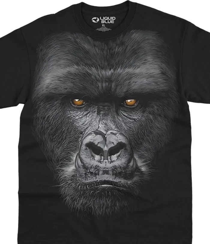 Liquid Blue Athletic TShirt Men Majestic Gorilla Black Athletic TShirt