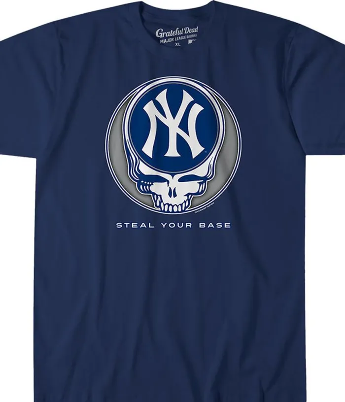 Liquid Blue Athletic TShirt Men New York Yankees Steal Your Base Navy Athletic TShirt