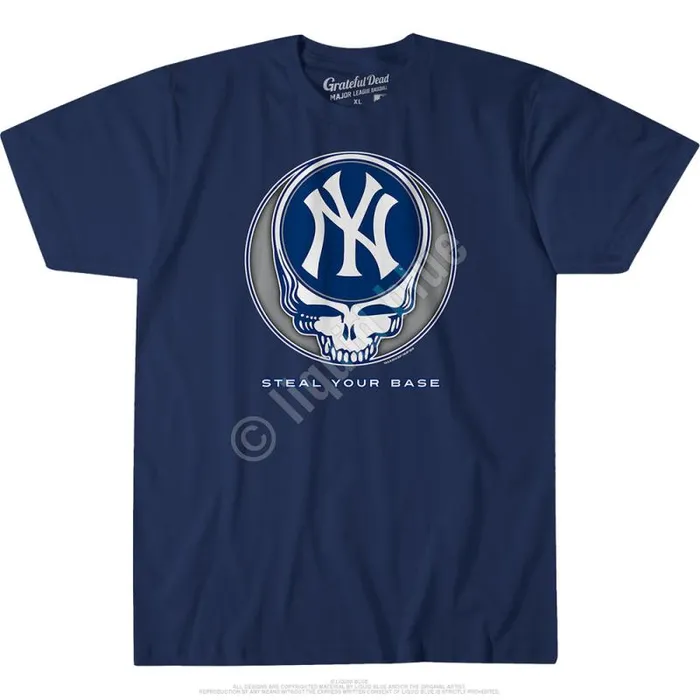 Liquid Blue Athletic TShirt Men New York Yankees Steal Your Base Navy Athletic TShirt