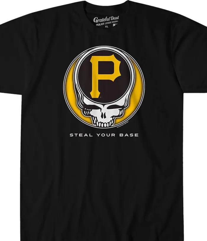 Liquid Blue Athletic TShirt Men Pittsburgh Pirates Steal Your Base Black Athletic TShirt