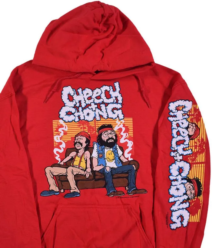 Liquid Blue Hoodie Men Couch Locked Red Sleeve Printed Hoodie
