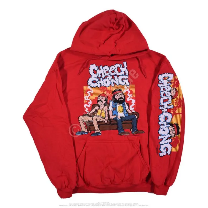 Liquid Blue Hoodie Men Couch Locked Red Sleeve Printed Hoodie