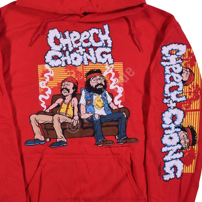 Liquid Blue Hoodie Men Couch Locked Red Sleeve Printed Hoodie