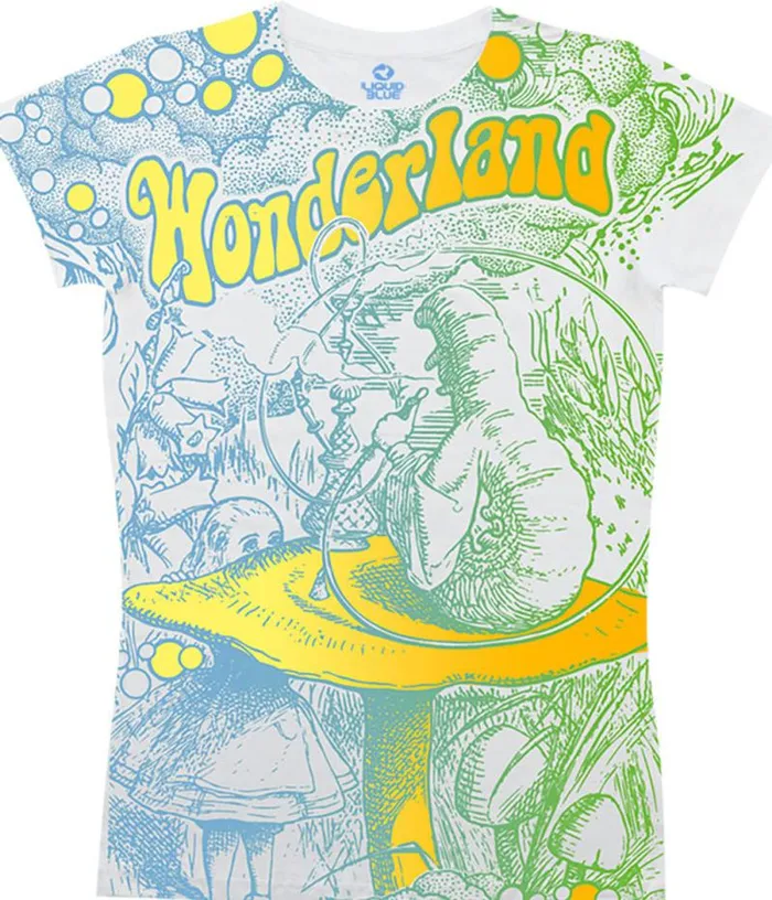 Liquid Blue Juniors Long Length Women Go Ask Alice White Juniors Long Length TShirt