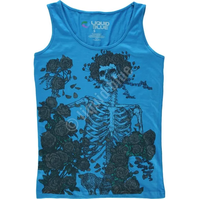 Liquid Blue Juniors Tank Top Women Skeleton And Roses Blue Juniors Tank Top TShirt Liquid Blue Juniors Tank Top Women Skeleton And Roses Blue Juniors Tank Top TShirt