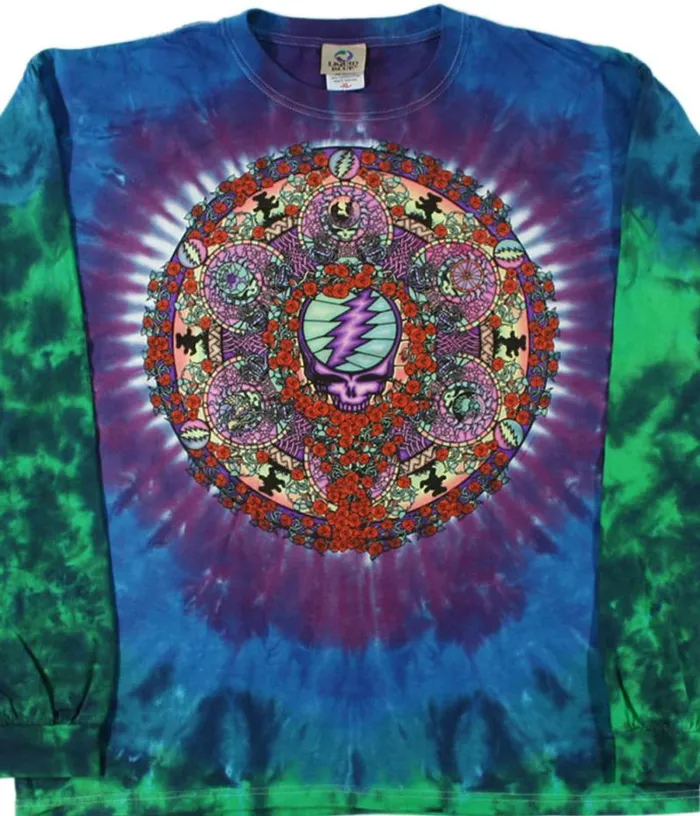 Liquid Blue Long Sleeve Men Celtic Mandala TieDye Long Sleeve TShirt
