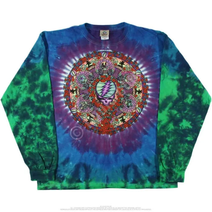 Liquid Blue Long Sleeve Men Celtic Mandala TieDye Long Sleeve TShirt