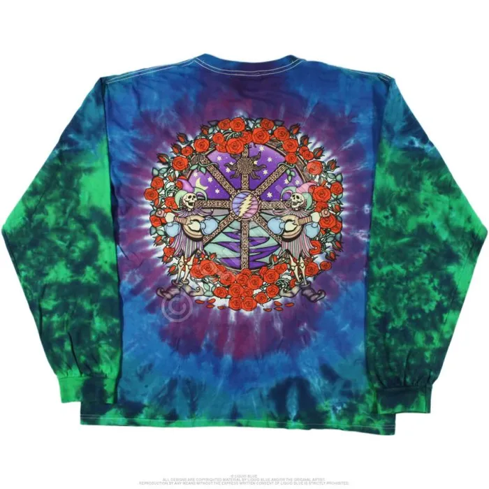 Liquid Blue Long Sleeve Men Celtic Mandala TieDye Long Sleeve TShirt
