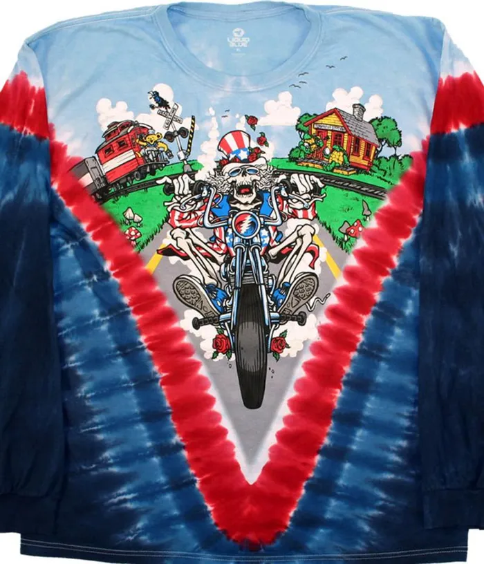 Liquid Blue Long Sleeve Men Moto Sam TieDye Long Sleeve TShirt