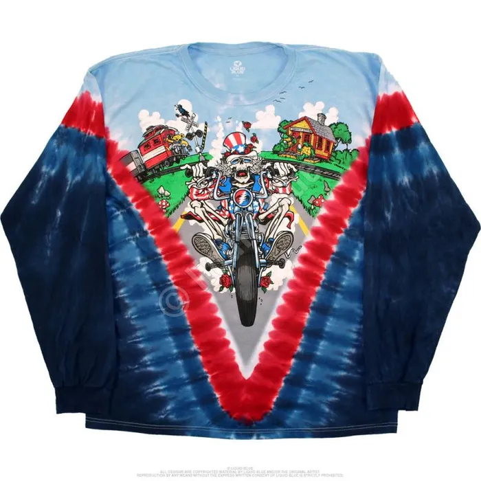 Liquid Blue Long Sleeve Men Moto Sam TieDye Long Sleeve TShirt