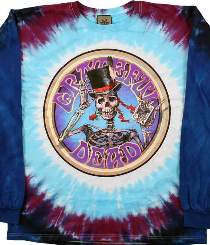 Liquid Blue Long Sleeve Men Queen Of Spades TieDye Long Sleeve TShirt