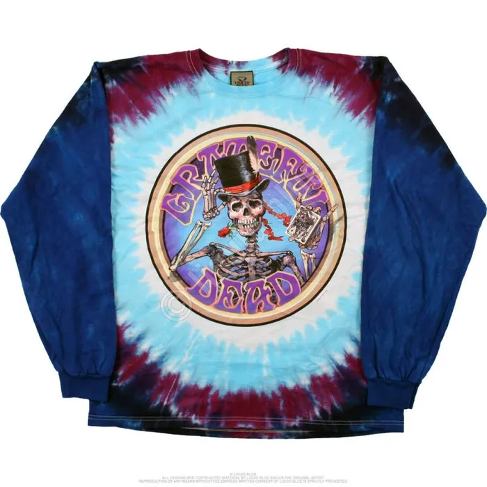 Liquid Blue Long Sleeve Men Queen Of Spades TieDye Long Sleeve TShirt