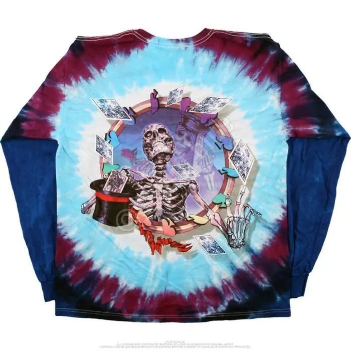 Liquid Blue Long Sleeve Men Queen Of Spades TieDye Long Sleeve TShirt