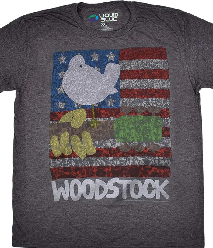Liquid Blue PolyCotton TShirt Men American Woodstock Dark Heather PolyCotton TShirt