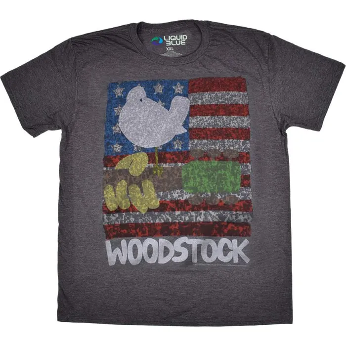 Liquid Blue PolyCotton TShirt Men American Woodstock Dark Heather PolyCotton TShirt
