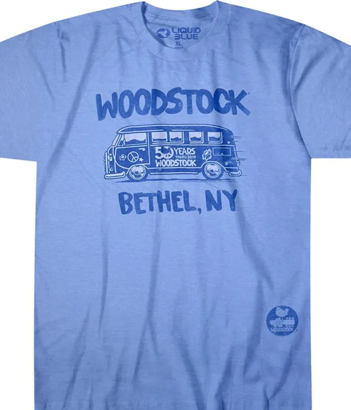 Liquid Blue PolyCotton TShirt Men Bethel Bus Blue PolyCotton TShirt