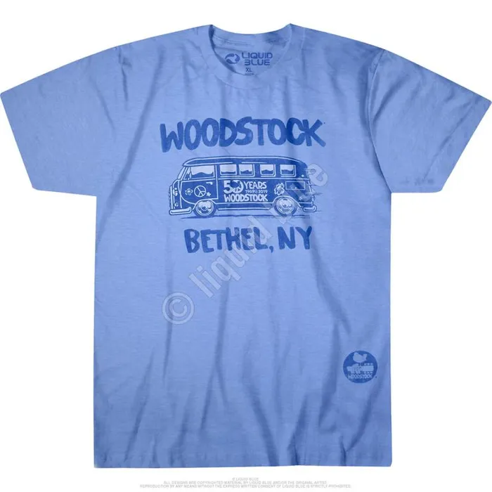Liquid Blue PolyCotton TShirt Men Bethel Bus Blue PolyCotton TShirt