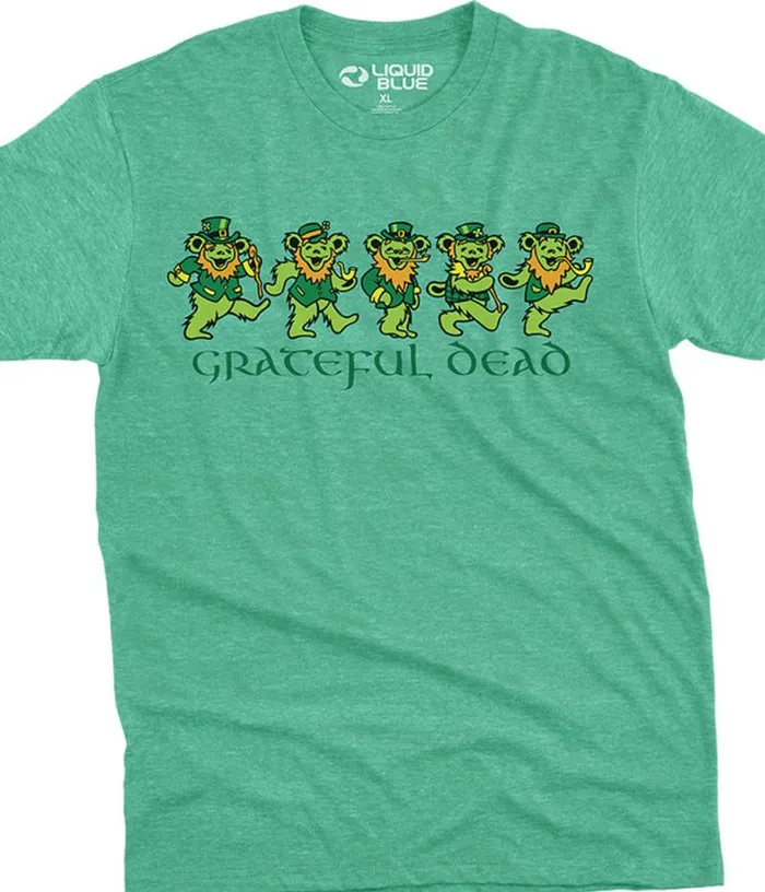 Liquid Blue PolyCotton TShirt Men Irish Bears Poly Cotton Heather Green TShirt