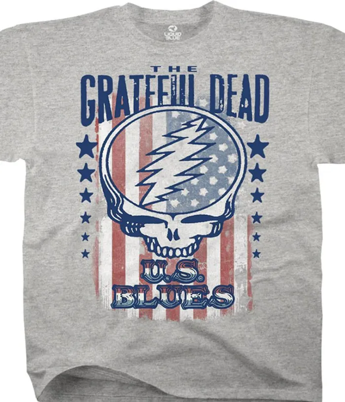 Liquid Blue PolyCotton TShirt Men US Blues Heather Grey PolyCotton TShirt