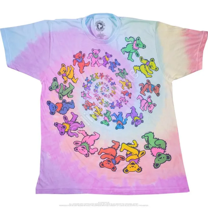 Liquid Blue PolyCotton TShirt Men Vintage Spiral Bears PolyCotton TieDye TShirt Liquid Blue PolyCotton TShirt Men Vintage Spiral Bears PolyCotton TieDye TShirt