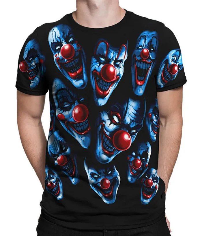 Liquid Blue TShirt Men All Over Clowns Black TShirt