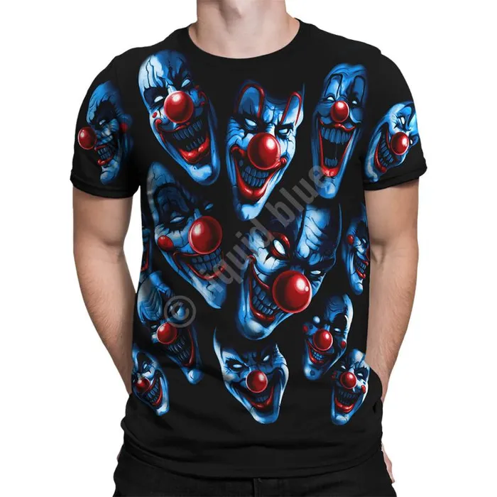 Liquid Blue TShirt Men All Over Clowns Black TShirt