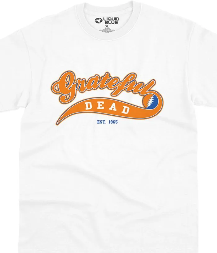 Liquid Blue TShirt Men Ballpark Orange TShirt