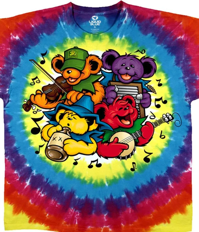 Liquid Blue TShirt Men Bear Jamboree TieDye TShirt