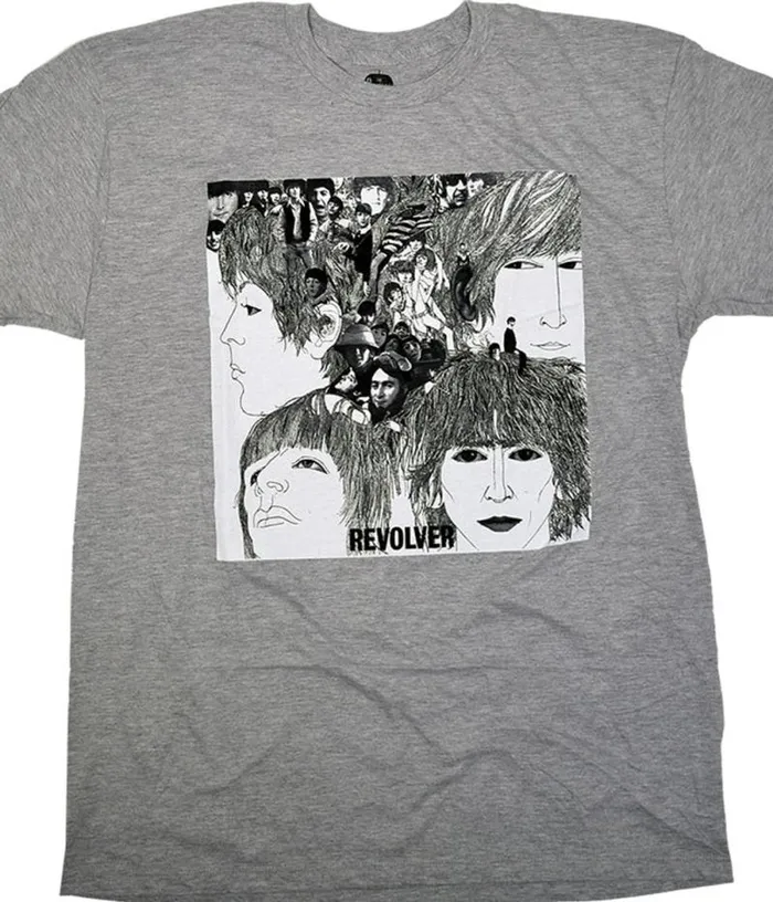 Liquid Blue TShirt Men Beatles Revolver Grey PolyCotton TShirt