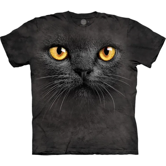 Liquid Blue TShirt Men Big Face Black Cat Classic Cotton TShirt
