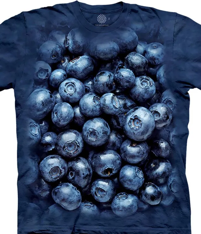Liquid Blue TShirt Men Blueberries Classic Cotton TShirt
