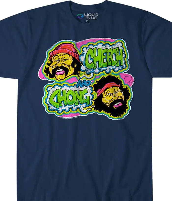 Liquid Blue TShirt Men Cheech And Chong Transfer Navy TShirt