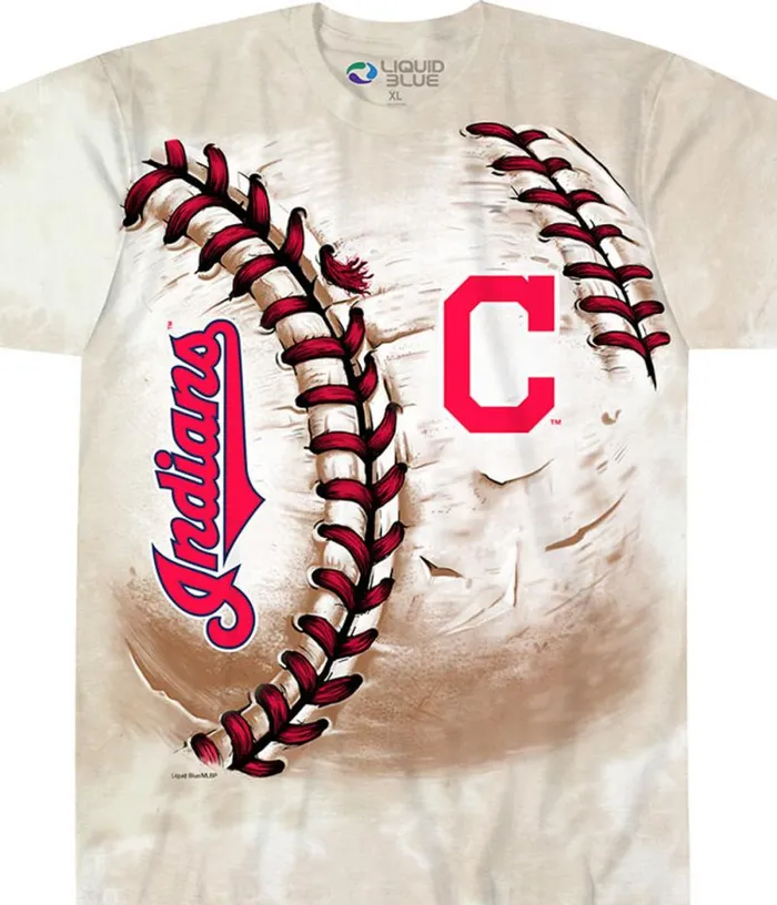Liquid Blue TShirt Men Cleveland Indians Hardball TieDye TShirt