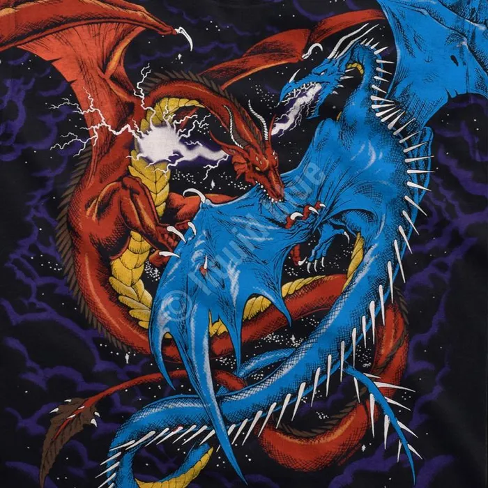 Liquid Blue TShirt Men Dueling Dragons Black TShirt