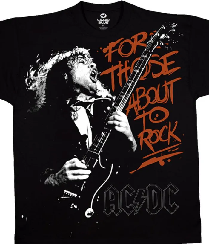 Liquid Blue TShirt Men For Those About To Rock Black TShirt