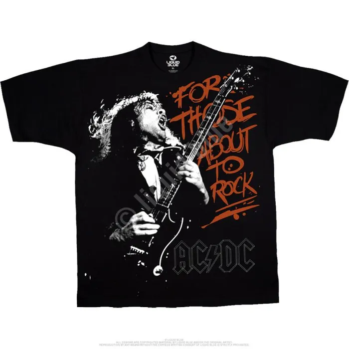 Liquid Blue TShirt Men For Those About To Rock Black TShirt