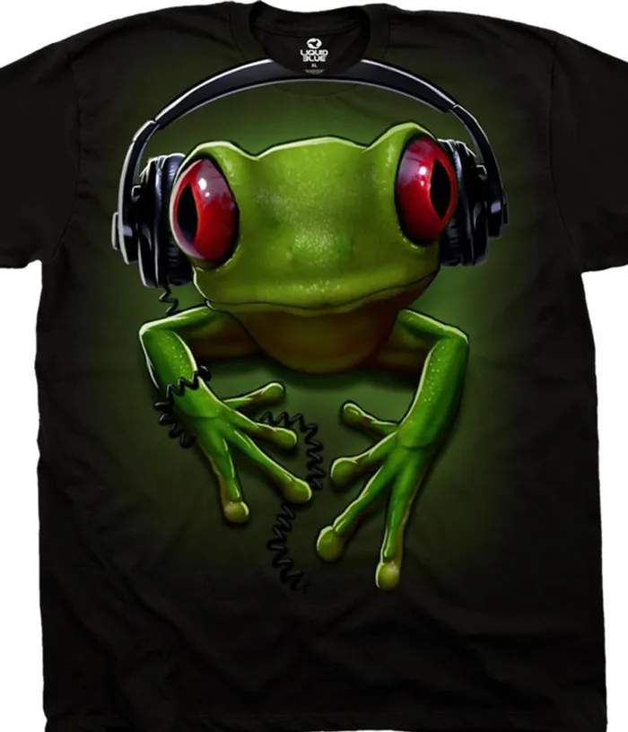 Liquid Blue TShirt Men Frog Rock Black TShirt